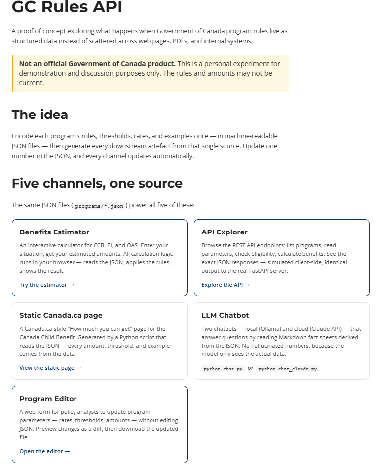 Page web donnant accès à plusieurs outiles bâtis avec les mêmes fichiers JSON.